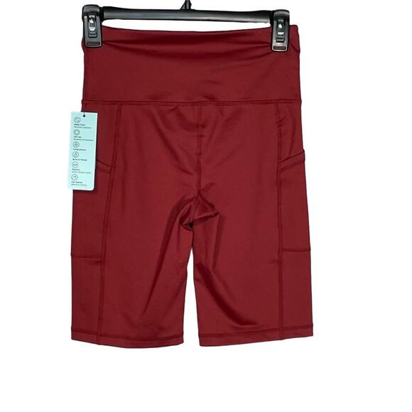 Ideology Womens High Rise Side Pockets 10" Biker, Red XS - Picture 4 of 8